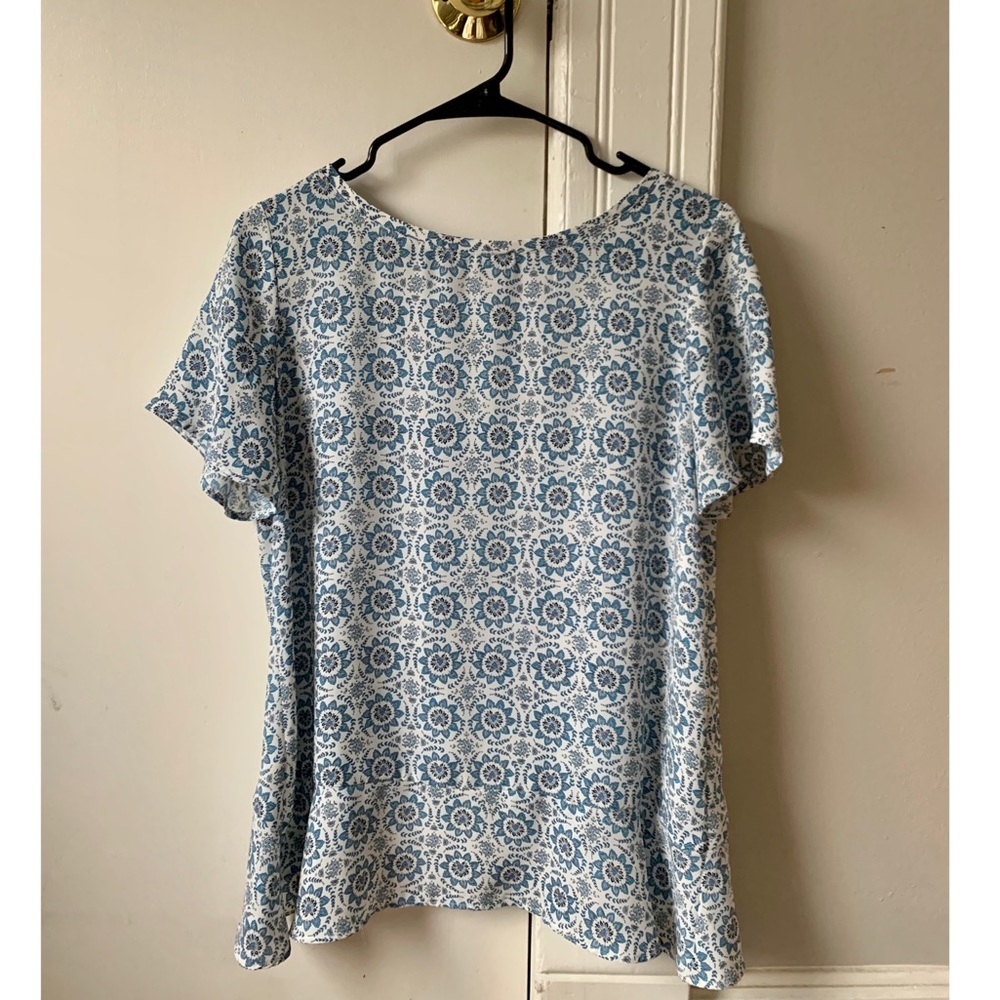 Blue Patterned LOFT Blouse
